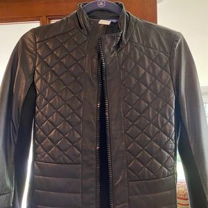 BRAND NEW Black Leather Jacket with Cotton Sides